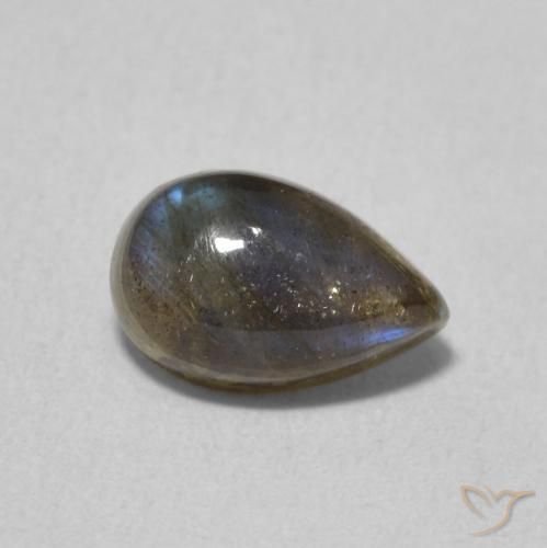 1.08 ct Multicolor Labradorite Stone, Natural Labradorite in Pear Cabochon Shape for Sale