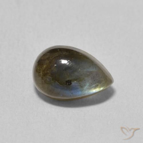 1.65 ct Multicolor Labradorite Stone, Natural Labradorite in Pear Cabochon Shape for Sale