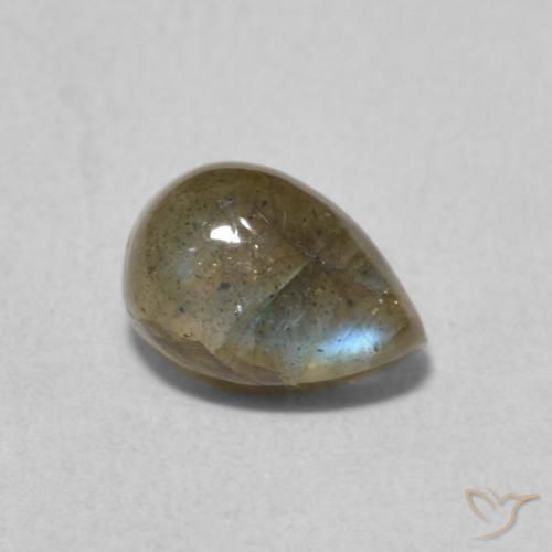0.87 ct Multicolor Labradorite Stone, Natural Labradorite in Pear Cabochon Shape for Sale