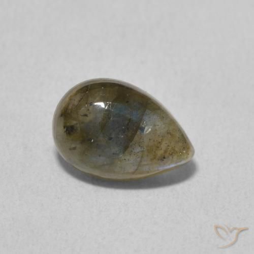 1.58 ct Multicolor Labradorite Stone, Natural Labradorite in Pear Cabochon Shape for Sale