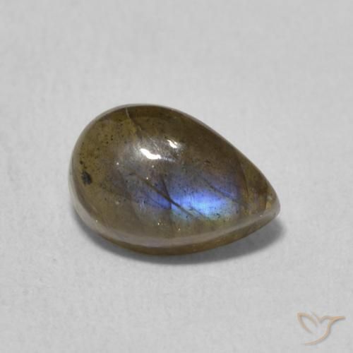 1.93 ct Multicolor Labradorite Stone, Natural Labradorite in Pear Cabochon Shape for Sale