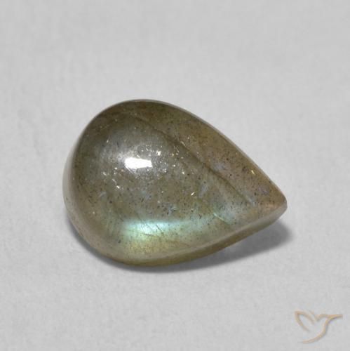 2.49 ct Multicolor Labradorite Stone, Natural Labradorite in Pear Cabochon Shape for Sale