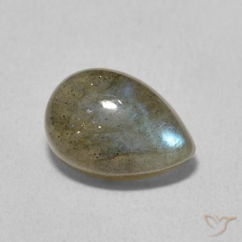 2.42 ct Multicolor Labradorite Stone, Natural Labradorite in Pear Cabochon Shape for Sale