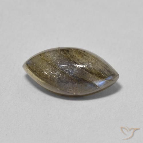 3.25 ct Multicolor Labradorite Stone, Natural Labradorite in Marquise Cabochon Shape for Sale
