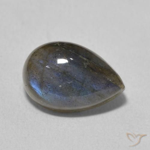 4.06 ct Multicolor Labradorite Stone, Natural Labradorite in Pear Cabochon Shape for Sale
