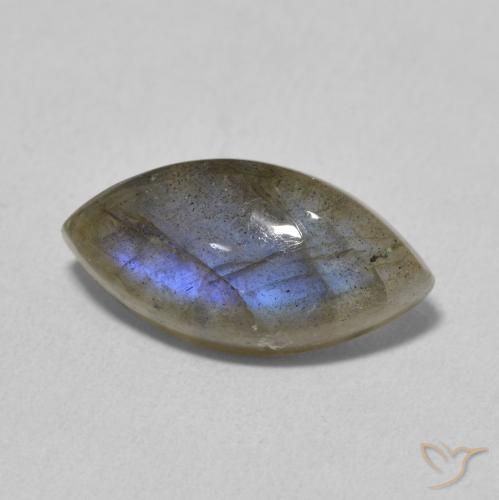 4.91 ct Multicolor Labradorite Stone, Natural Labradorite in Marquise Cabochon Shape for Sale