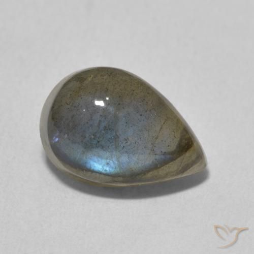 3.90 ct Multicolor Labradorite Stone, Natural Labradorite in Pear Cabochon Shape for Sale