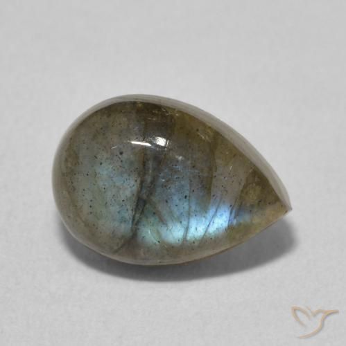 2.21 ct Multicolor Labradorite Stone, Natural Labradorite in Pear Cabochon Shape for Sale