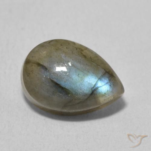 2.55 ct Multicolor Labradorite Stone, Natural Labradorite in Pear Cabochon Shape for Sale