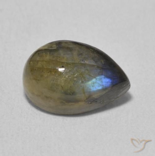 2.31 ct Multicolor Labradorite Stone, Natural Labradorite in Pear Cabochon Shape for Sale