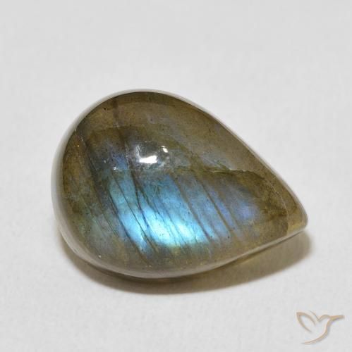 8.66 ct Multicolor Labradorite Stone, Natural Labradorite in Pear Cabochon Shape for Sale