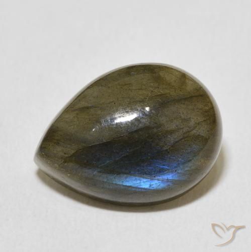 9.42 ct Multicolor Labradorite Stone, Natural Labradorite in Pear Cabochon Shape for Sale