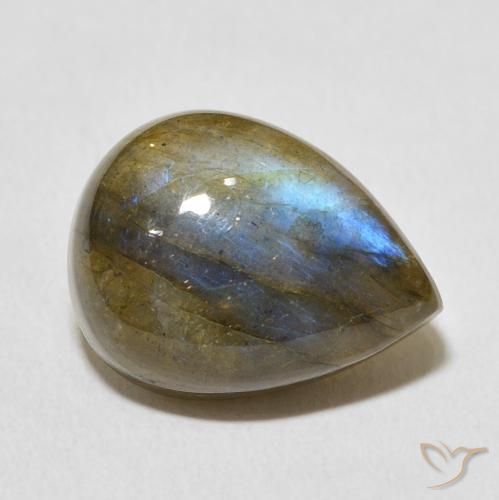 10.09ct Natural Multicolor Labradorite, Pear Shape, Translucent