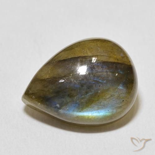 10.09 ct Multicolor Labradorite Stone, Natural Labradorite in Pear Cabochon Shape for Sale