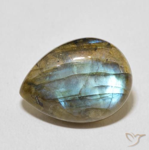 8.07ct Natural Multicolor Labradorite, Pear Shape, Translucent