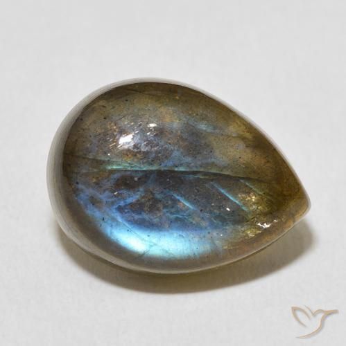 10.10 ct Multicolor Labradorite Stone, Natural Labradorite in Pear Cabochon Shape for Sale