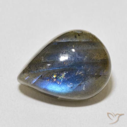 9.64ct Natural Multicolor Labradorite, Pear Shape, Translucent