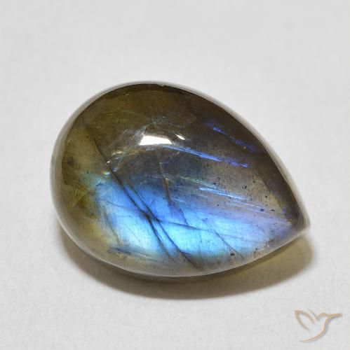 10.57 ct Multicolor Labradorite Gemstone, Labradorite Gem in Pear Cabochon Shape for Sale.