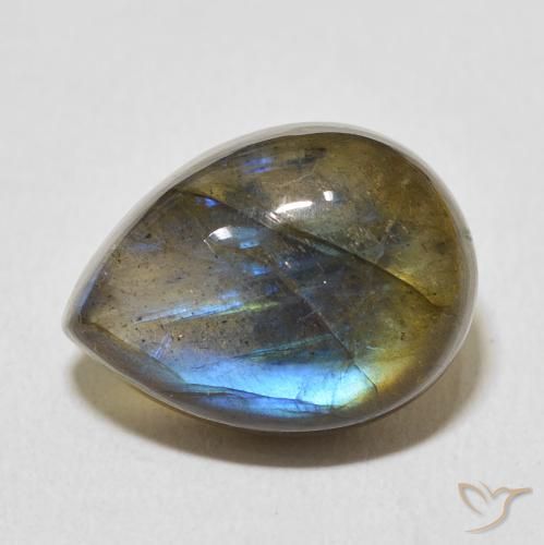 10.57 ct Multicolor Labradorite Stone, Natural Labradorite in Pear Cabochon Shape for Sale