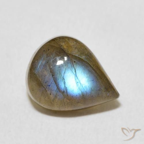 2.77 ct Multicolor Labradorite Stone, Natural Labradorite in Pear Cabochon Shape for Sale