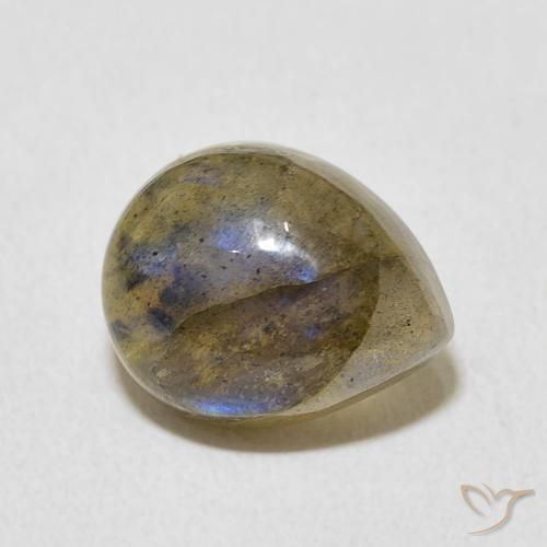 3.91 ct Multicolor Labradorite Stone, Natural Labradorite in Pear Cabochon Shape for Sale