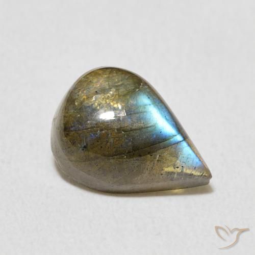 2.67 ct Multicolor Labradorite Stone, Natural Labradorite in Pear Cabochon Shape for Sale