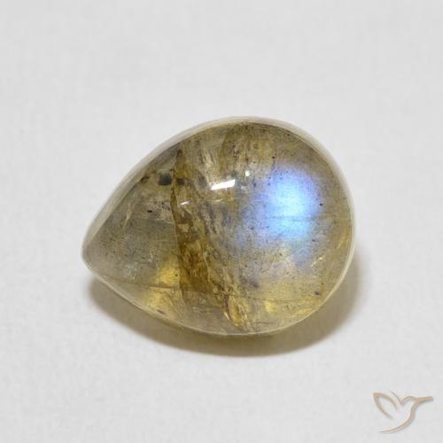 3.95ct Natural Multicolor Labradorite, Pear Shape, Translucent
