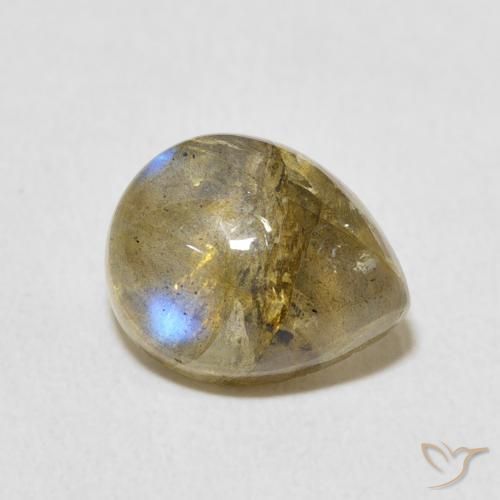3.95 ct Multicolor Labradorite Stone, Natural Labradorite in Pear Cabochon Shape for Sale