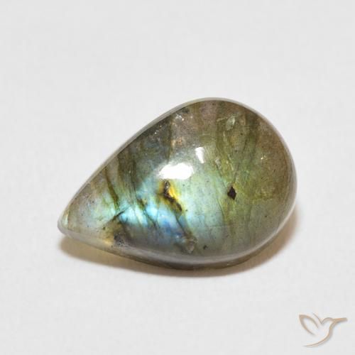 4.47ct Natural Multicolor Labradorite, Pear Shape, Translucent