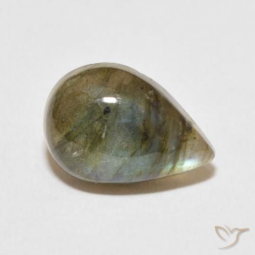 4.47 ct Multicolor Labradorite Stone, Natural Labradorite in Pear Cabochon Shape for Sale