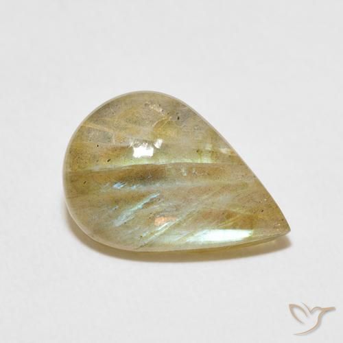3.40 ct Multicolor Labradorite Stone, Natural Labradorite in Pear Cabochon Shape for Sale