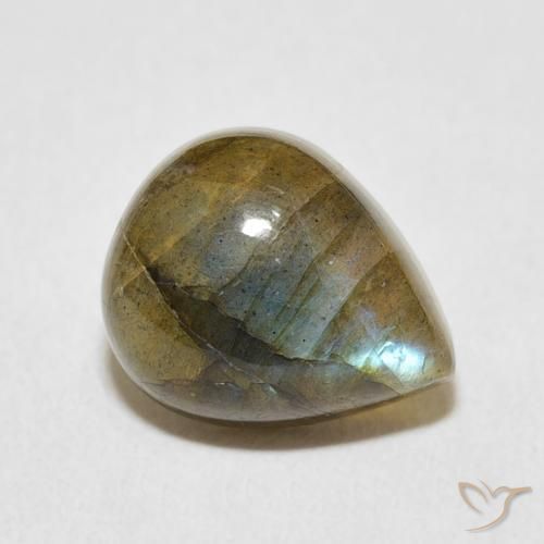4.78 ct Multicolor Labradorite Stone, Natural Labradorite in Pear Cabochon Shape for Sale