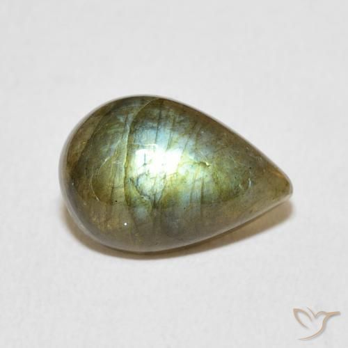 3.62 ct Multicolor Labradorite Stone, Natural Labradorite in Pear Cabochon Shape for Sale