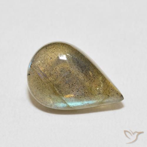 3.57 ct Multicolor Labradorite Stone, Natural Labradorite in Pear Cabochon Shape for Sale