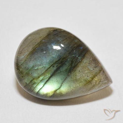 11.64 ct Multicolor Labradorite Stone, Natural Labradorite in Pear Cabochon Shape for Sale