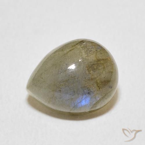 4.03 ct Multicolor Labradorite Stone, Natural Labradorite in Pear Cabochon Shape for Sale