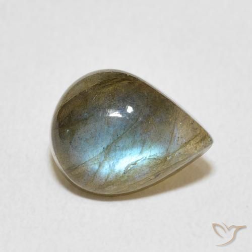 2.65 ct Multicolor Labradorite Stone, Natural Labradorite in Pear Cabochon Shape for Sale