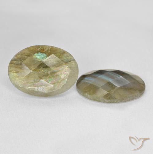 15.34 ctw Multicolor Labradorite Stones, Natural Labradorite in Oval Checkerboard Shape for Sale