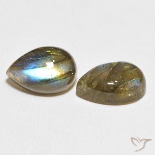 7.64 ctw Multicolor Labradorite Stones, Natural Labradorite in Pear Cabochon Shape for Sale