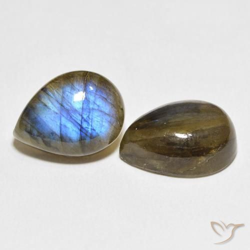19.24 ctw Multicolor Labradorite Stones, Natural Labradorite in Pear Cabochon Shape for Sale