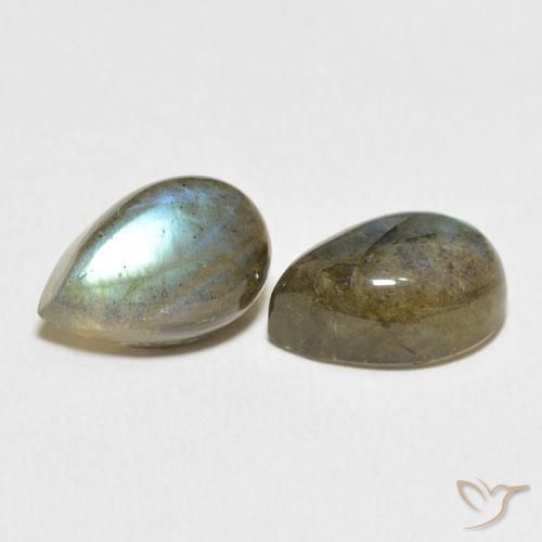 7.97 ctw Multicolor Labradorite Stones, Natural Labradorite in Pear Cabochon Shape for Sale