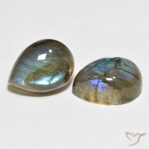 21.28 ctw Multicolor Labradorite Stones, Natural Labradorite in Pear Cabochon Shape for Sale