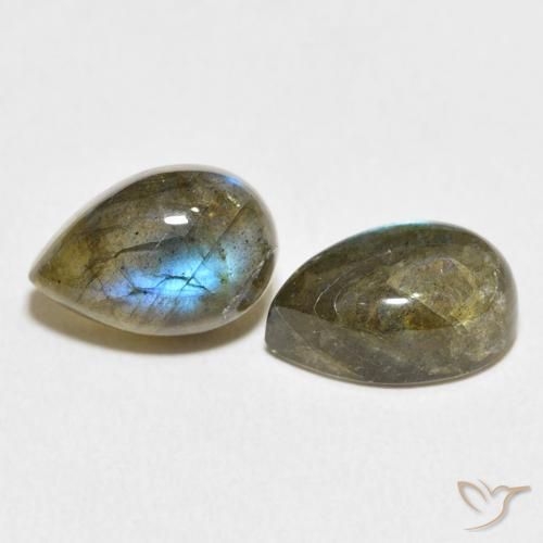 8.16 ctw Multicolor Labradorite Stones, Natural Labradorite in Pear Cabochon Shape for Sale