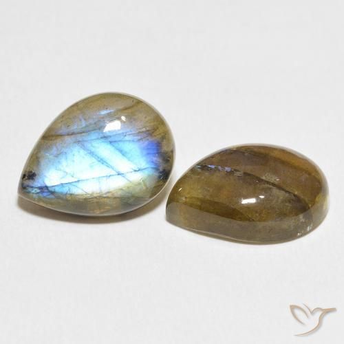 16.50 ctw Multicolor Labradorite Stones, Natural Labradorite in Pear Cabochon Shape for Sale