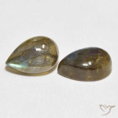 7.71 ctw Multicolor Labradorite Stones, Natural Labradorite in Pear Cabochon Shape for Sale