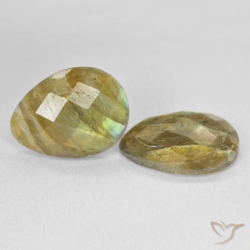 11.14 ctw Multicolor Labradorite Stones, Natural Labradorite in Pear Checkerboard Shape for Sale