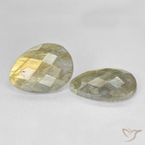 14.48 ctw Multicolor Labradorite Stones, Natural Labradorite in Pear Checkerboard Shape for Sale
