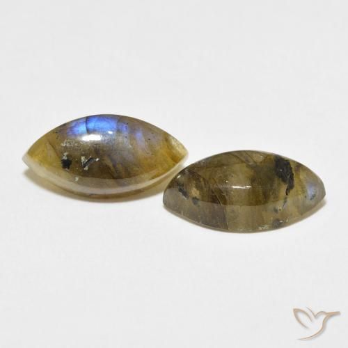 7.16 ctw Multicolor Labradorite Stones, Natural Labradorite in Marquise Cabochon Shape for Sale