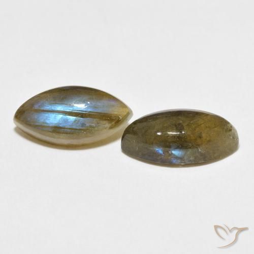 7.44 ctw Multicolor Labradorite Stones, Natural Labradorite in Marquise Cabochon Shape for Sale