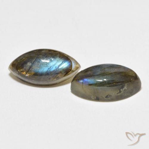 7.98 ctw Multicolor Labradorite Stones, Natural Labradorite in Marquise Cabochon Shape for Sale